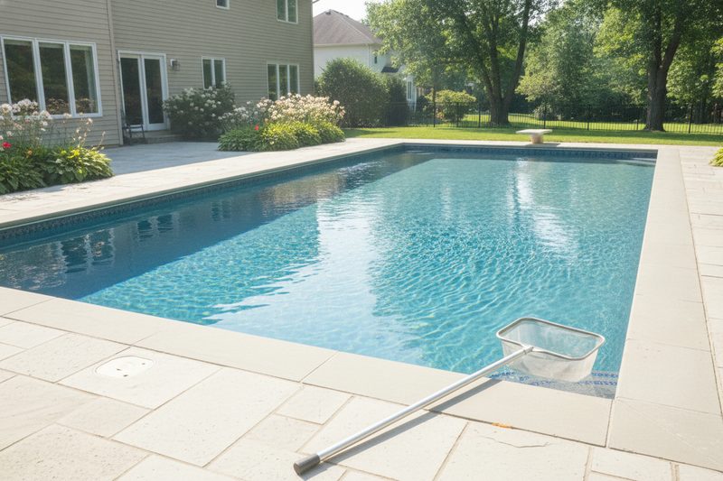 A clean backyard swimming pool